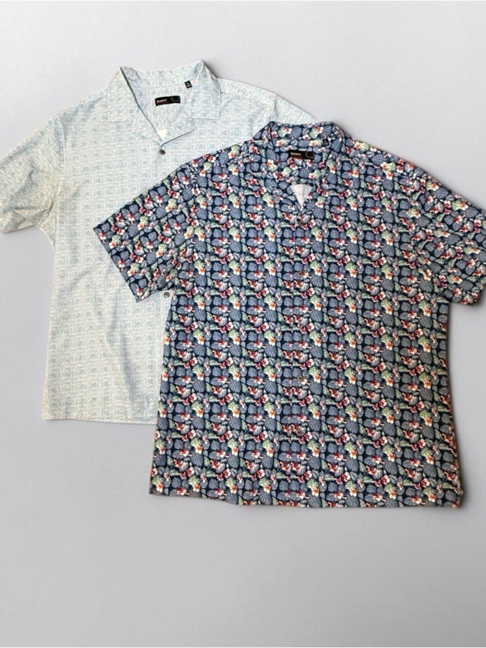 Quieti 4 Way Stretch Short Sleeve Performance Bundle Mens L Floral Blue Coastal